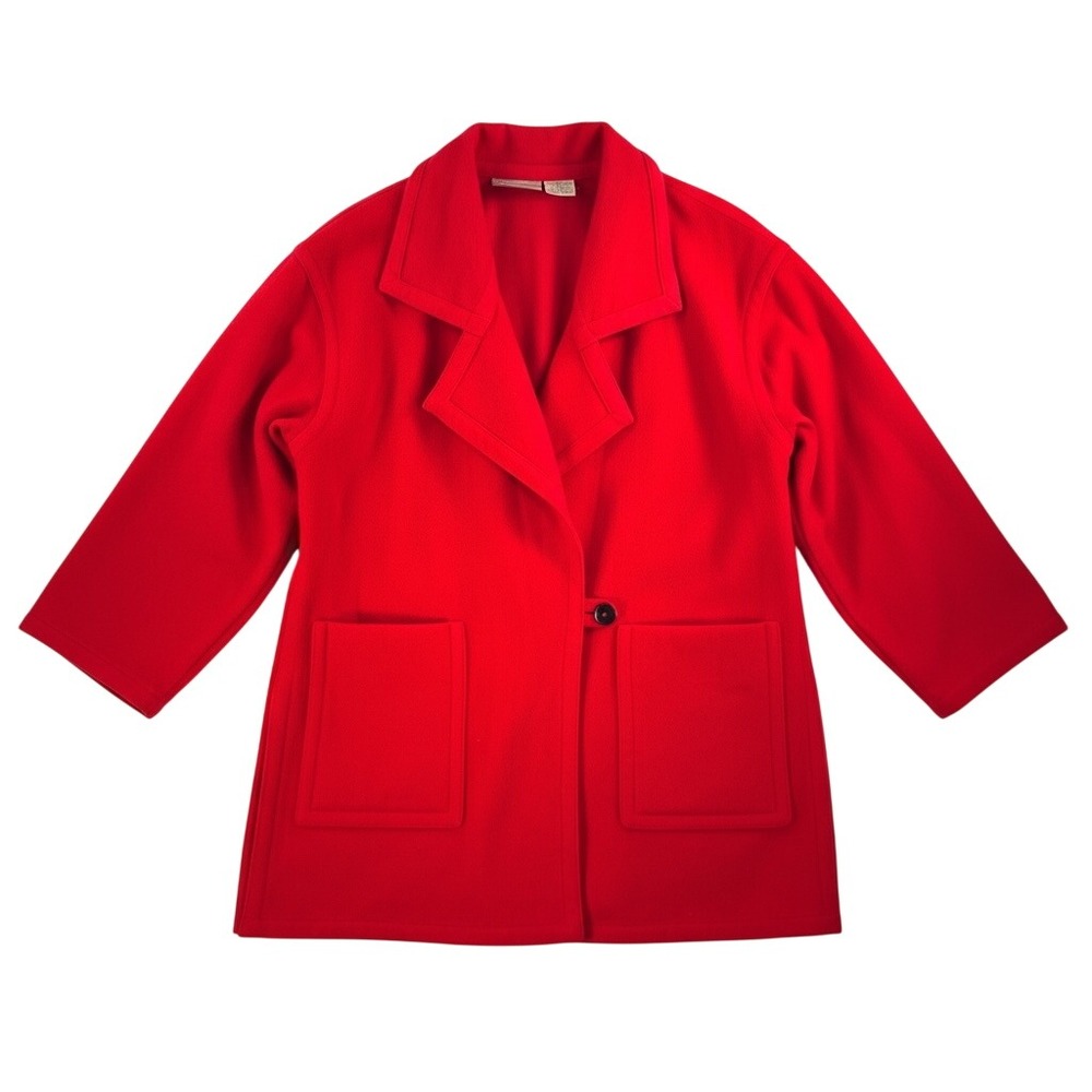 VTG Liz Claiborne virgin Wool Blend Coat sz S Red Minimalist oversized